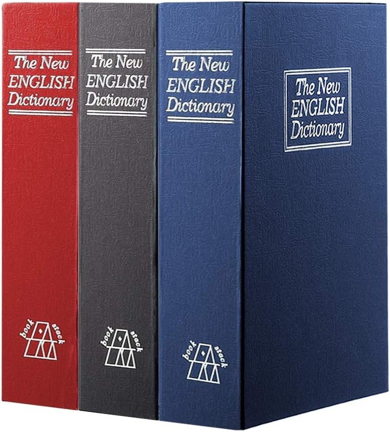 Elegant Black Dictionary Diversion Safe Lock Box with Key Control Security