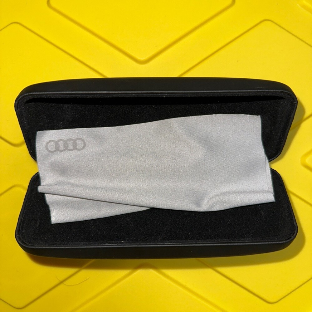 OEM Audi Sunglasses hard shell case with microfiber cleaning cloth