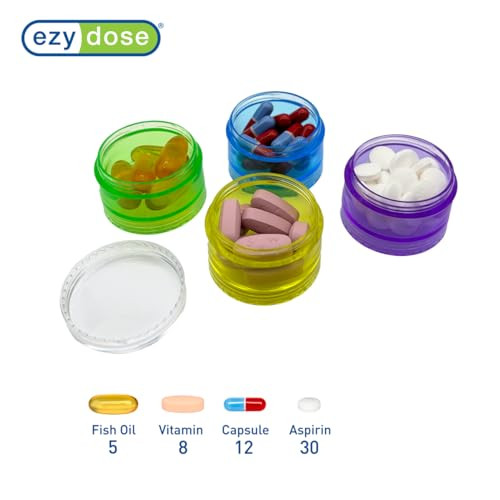 Ezy Dose 7 Day Rainbow Pill Organizer Stackable Weekly Medication Planner