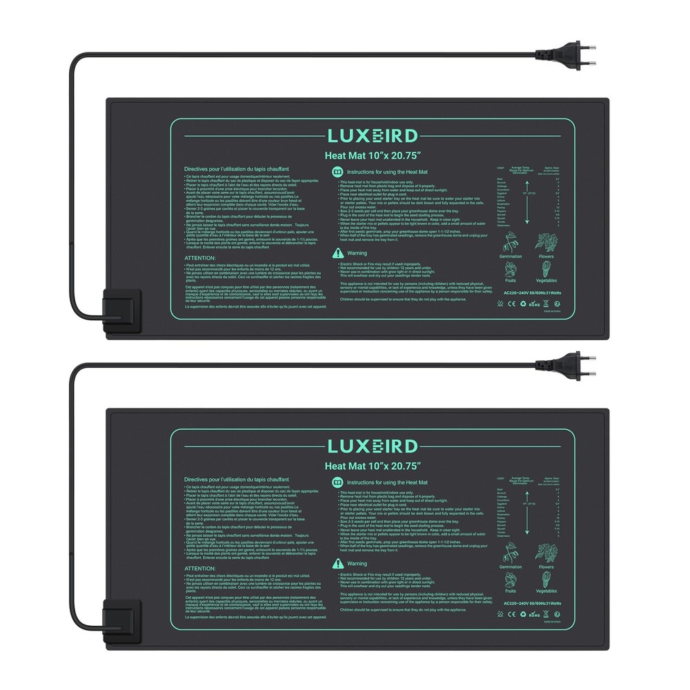 2 Pack Seedling Heating Mat for Seed Starting, 10”x 20.75” Durable Waterproof...