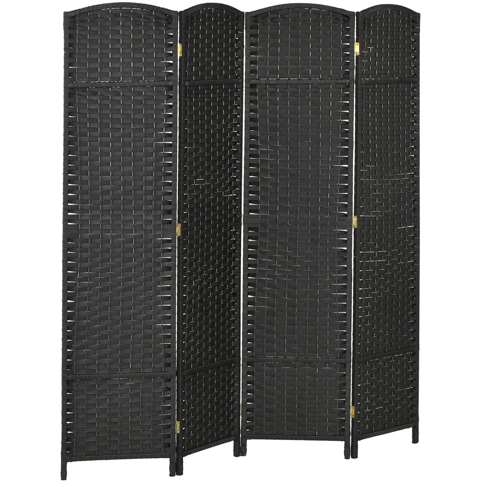 4 Panel Room Divider Freestanding Folding Privacy Screen Black