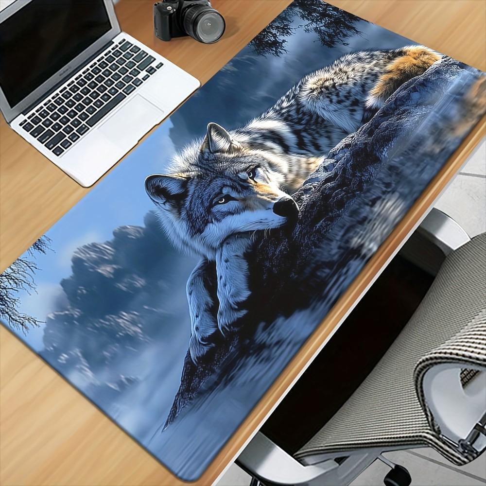 Large Gaming Mouse Pad Wolf Design Anti-Slip Rubber Base Print Soft Rubber ↗
