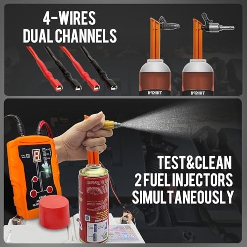 Fuel Injector Tester & Cleaner Kit - 8 Pulse Modes, Dual Testing, 4 Adapters, 12