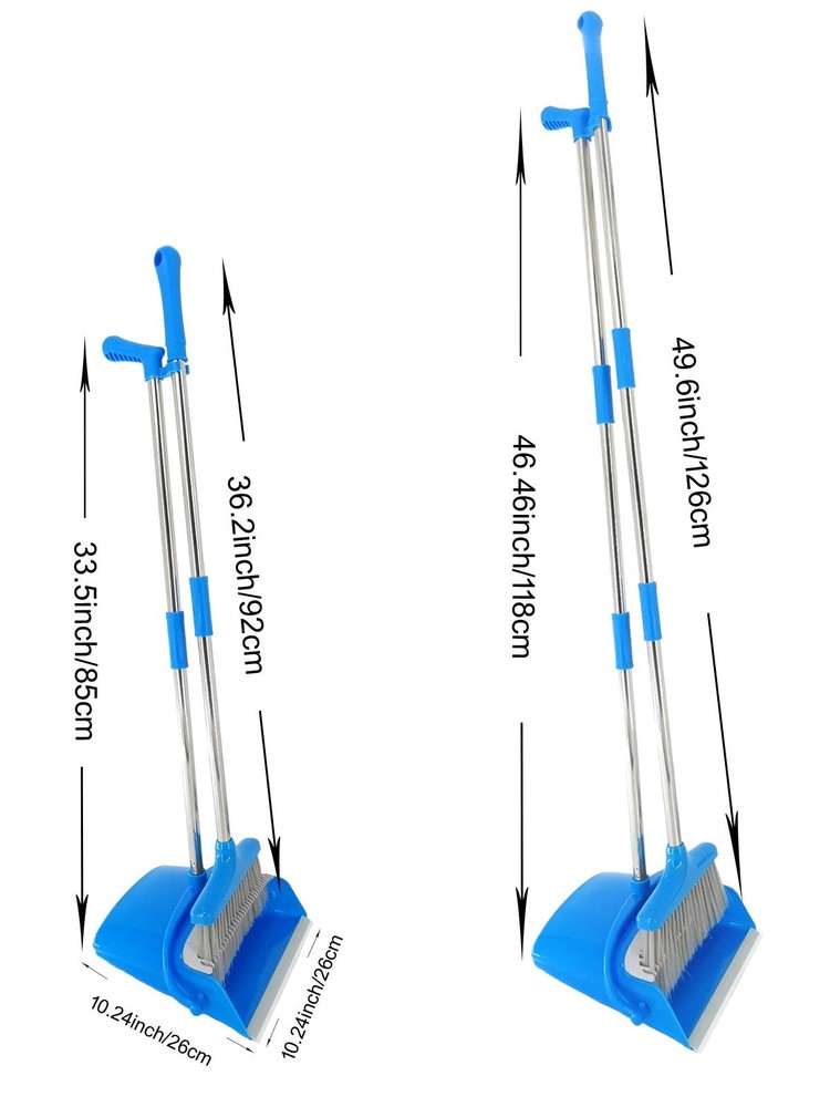 Extendable Long Handle Broom and Dustpan Set, Stainless Lightweight Upright S...