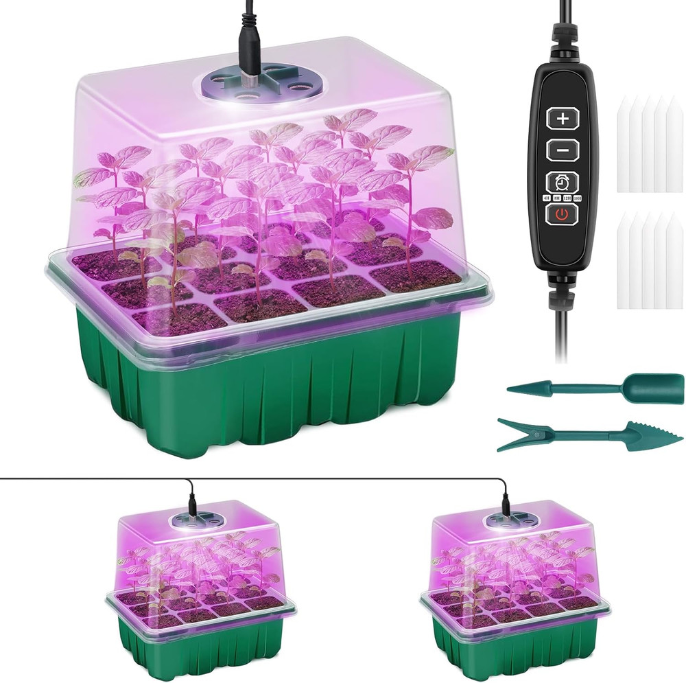 Seed Starter Tray with Plant Light, 2 Pack Grow Lights for Seed Starting Kit