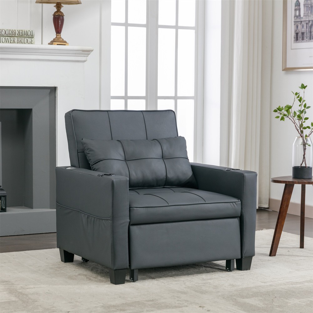 Convertible Sleeper Sofa Bed 3-in-1 Multi-Function Folding Sofa Bed w/ USB Ports