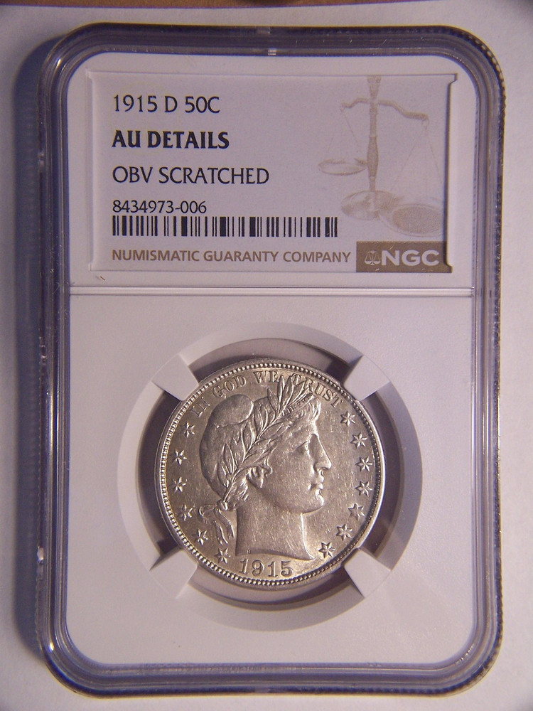 1915 D Barber Half Dollar AU Details