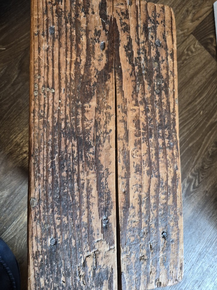 antique wood milking stool