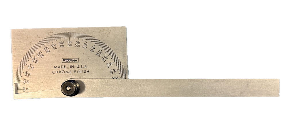Fowler 52-450-010-0 Vernier Protractor with Rectangular Head-Chrome Finish