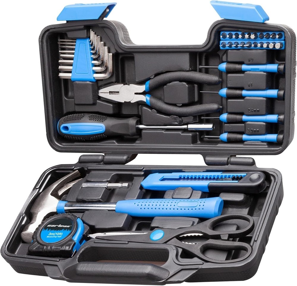 39-Piece Home Tool Set Kit, Essential Household Hand Tools with Plastic Stora...