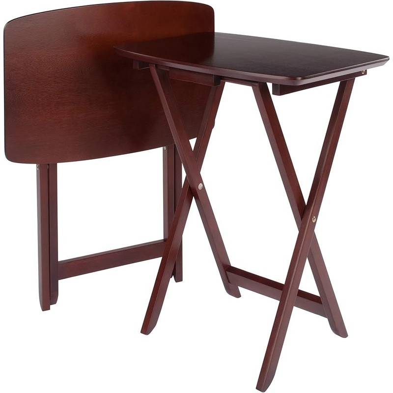 2-Piece Folding Tables Set Rectangular Smooth Edges Easy Storage Fully Assembled