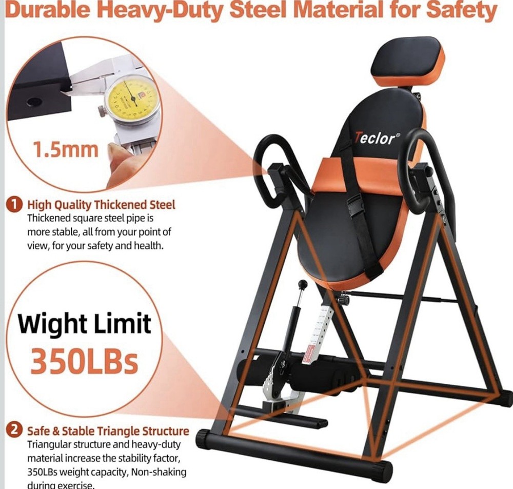 New Inversion Table for Back Pain Relief, 350 lbs Capacity,Decompression Table