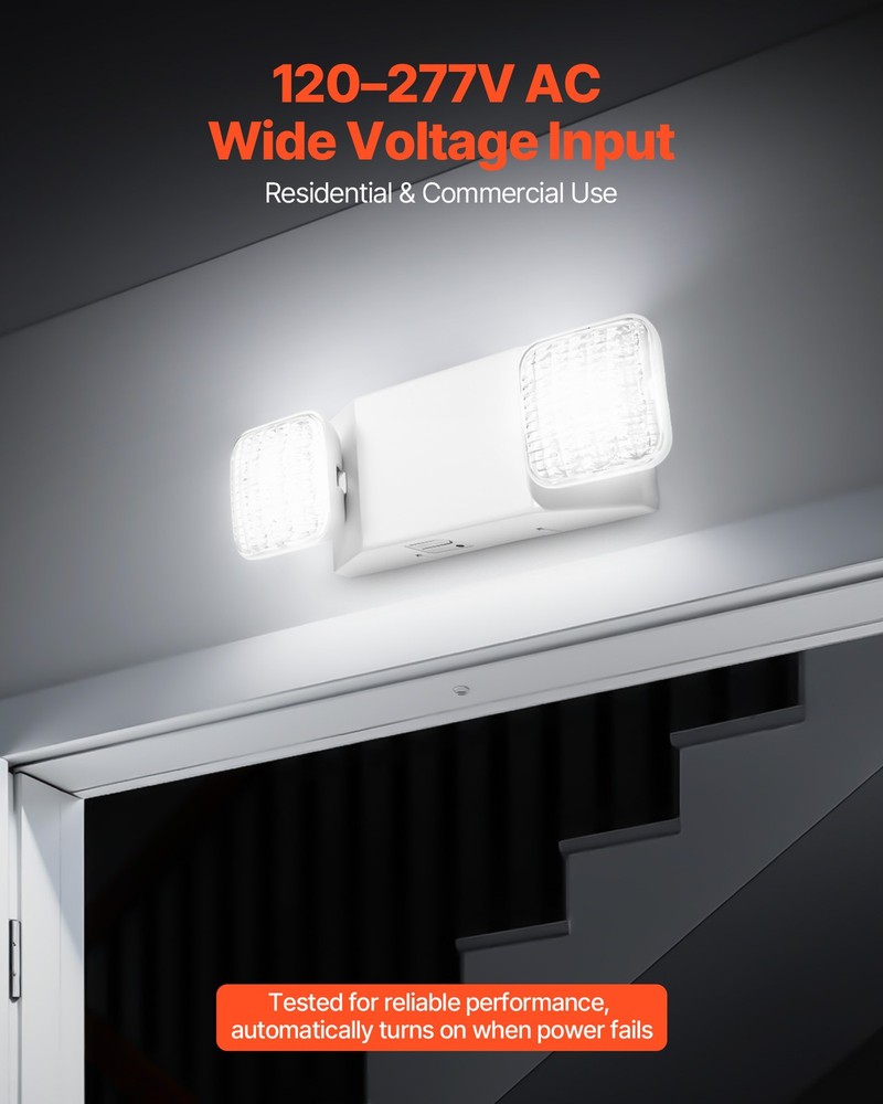 VEVOR 4 Pack Emergency Lights for Business with Battery Backup LED Exit Lighting