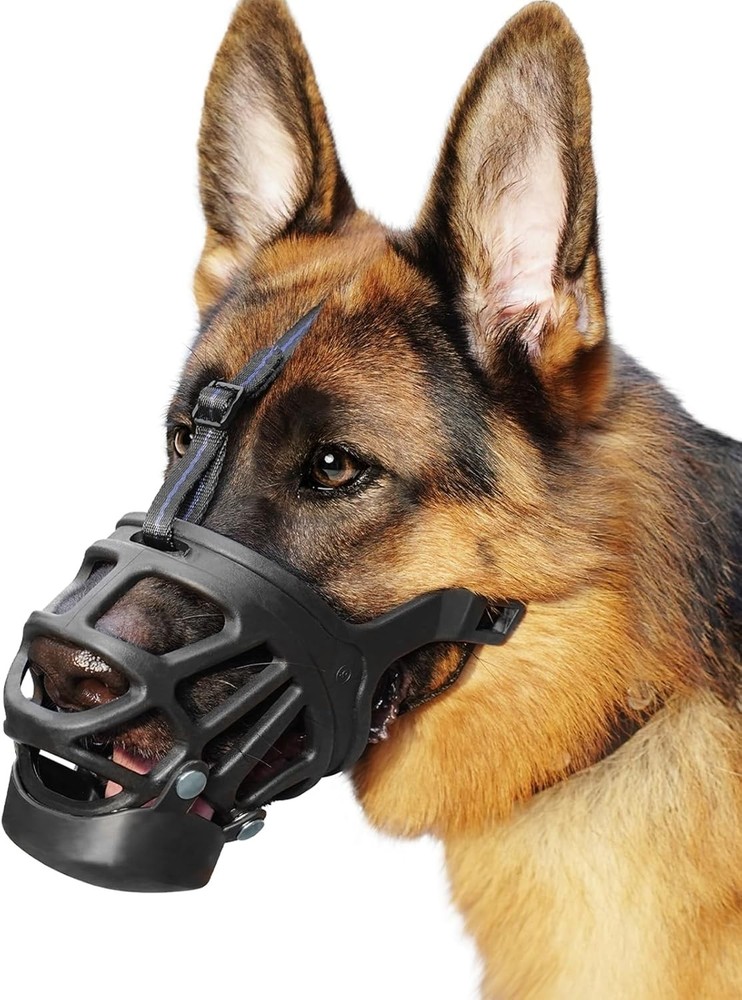 BARKLESS Basket Muzzle for Large Dogs, Humane Muzzle to Prevent Biting and Scave