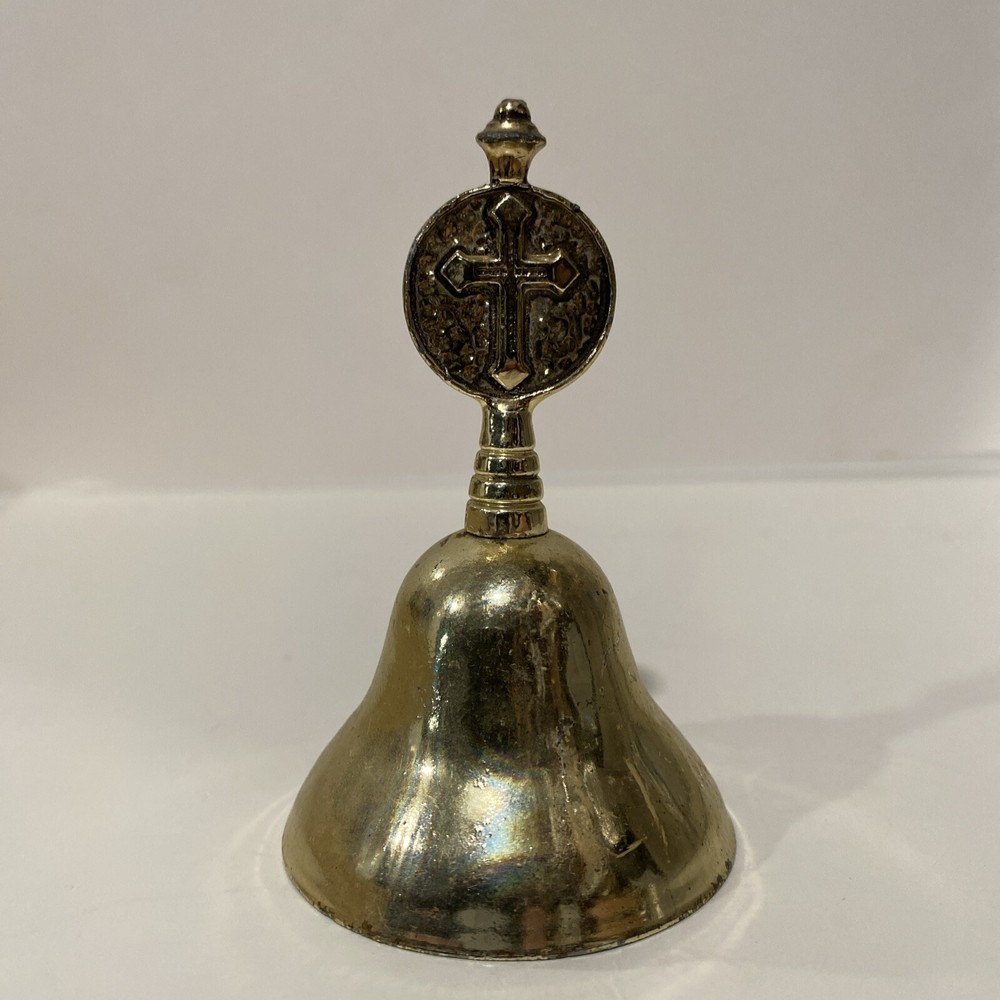 Cross And Rose Vintage Gold Solid Bell Small
