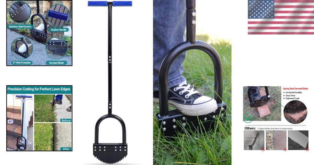 Half Moon Lawn Edger 41” - Spring Steel & Rustproof Design for Gardens