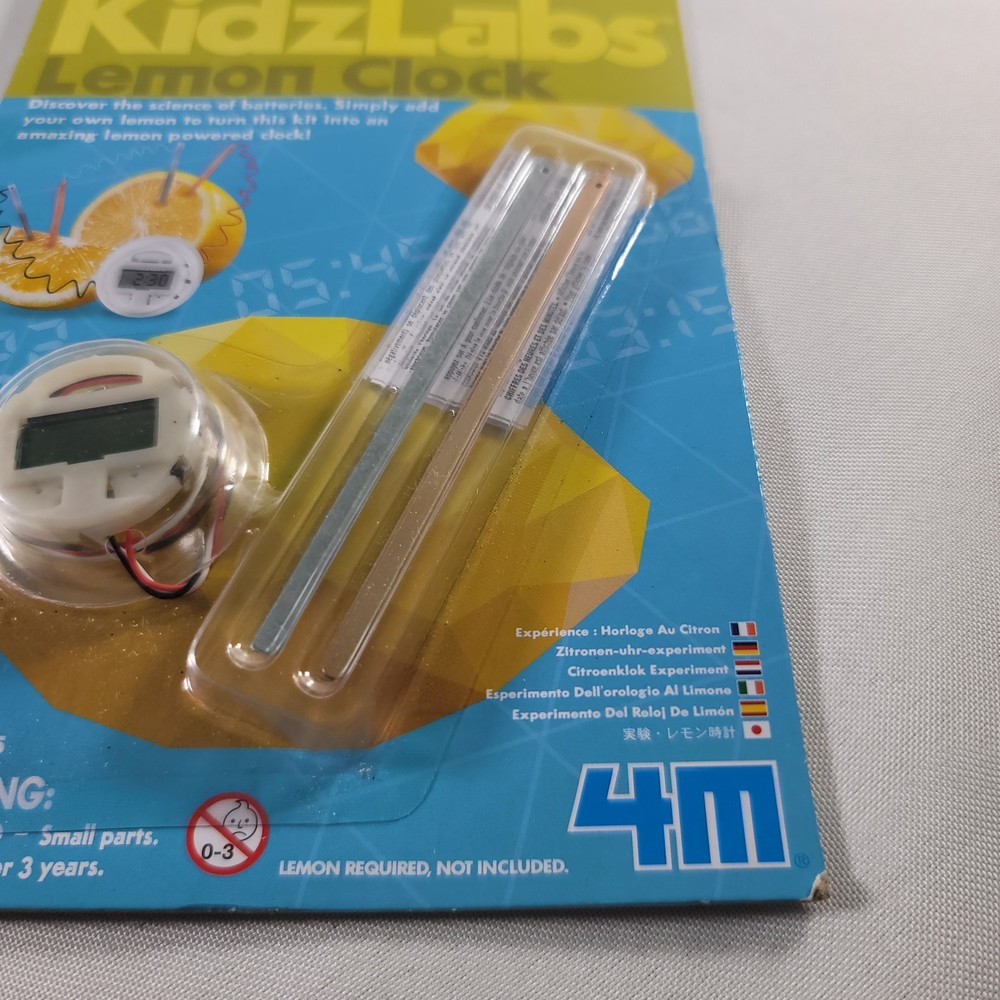 4M Kidzlabs Lemon Powered Clock, Chemical Electrical Science Lab Experiment -