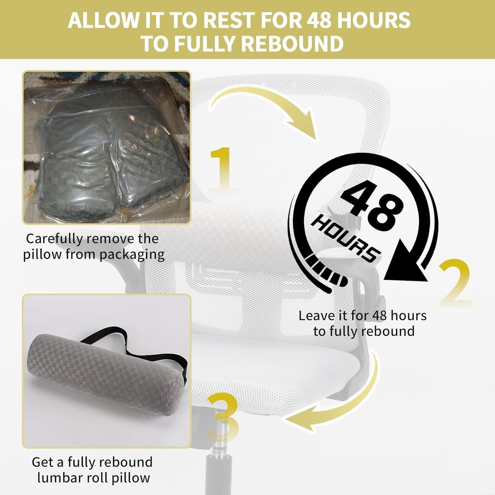 Lumbar Roll Pillow for Lower Back, Lumbar Support Foam Roll Cushion Pillowcase