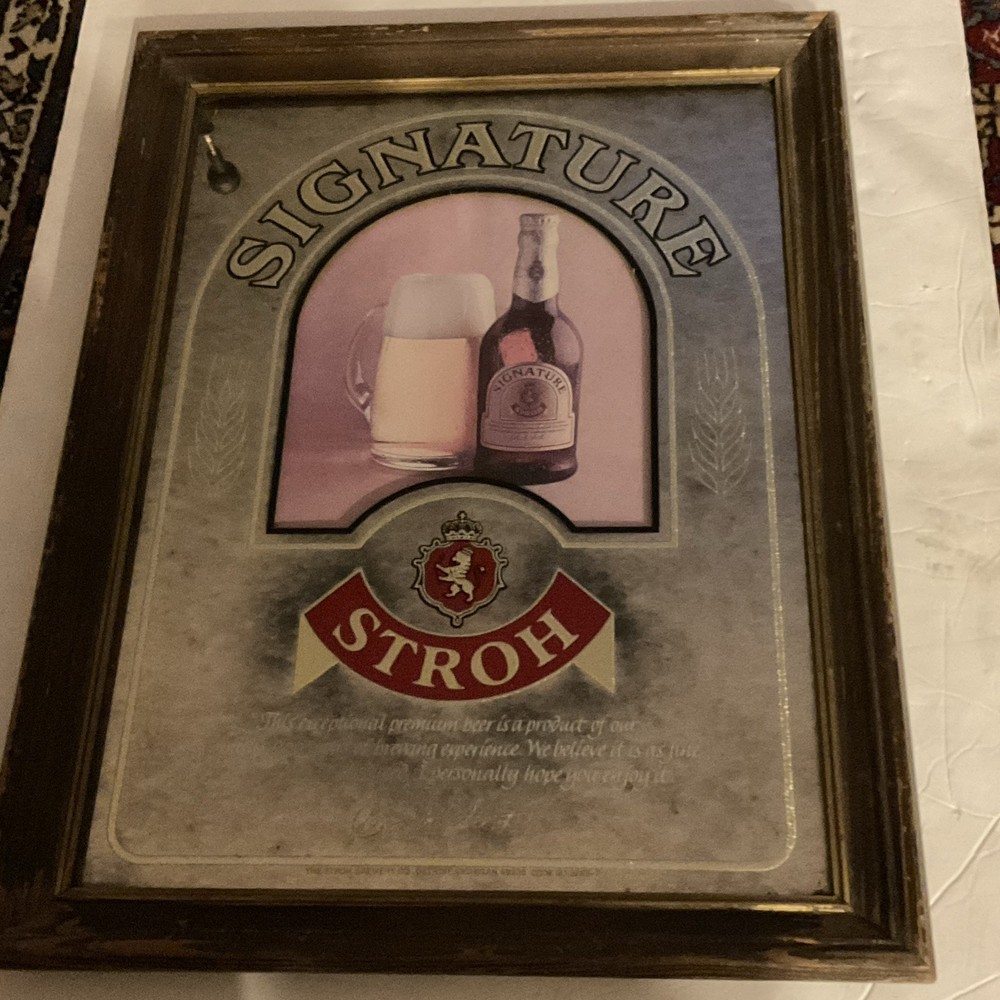 Vintage Strohs Signature Beer Mirror