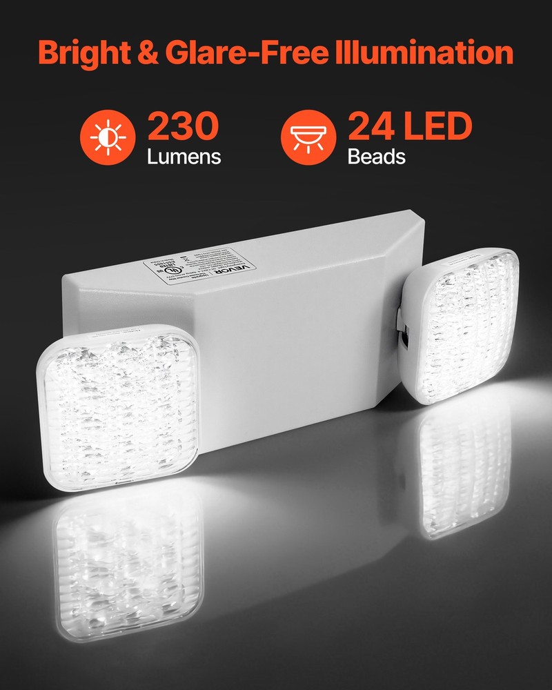 VEVOR 4 Pack Emergency Lights for Business with Battery Backup LED Exit Lighting