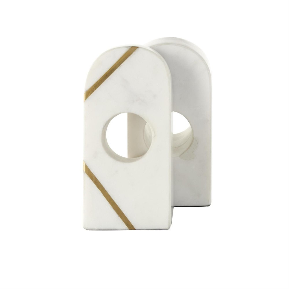 White Marble Pyramid Decorative Bookends