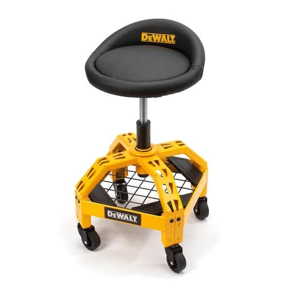Adjustable Shop Garage Stool Rolling Casters Steel Frame