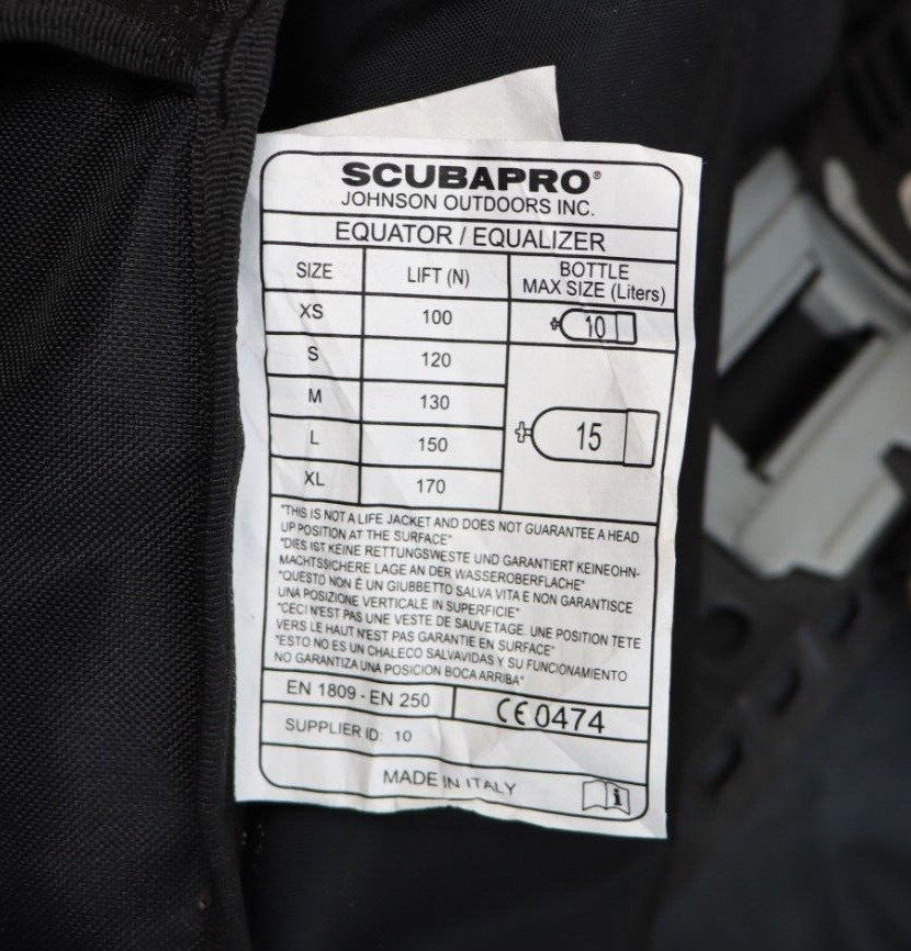 Scubapro Equalizer Buoyancy Compensator Size XL