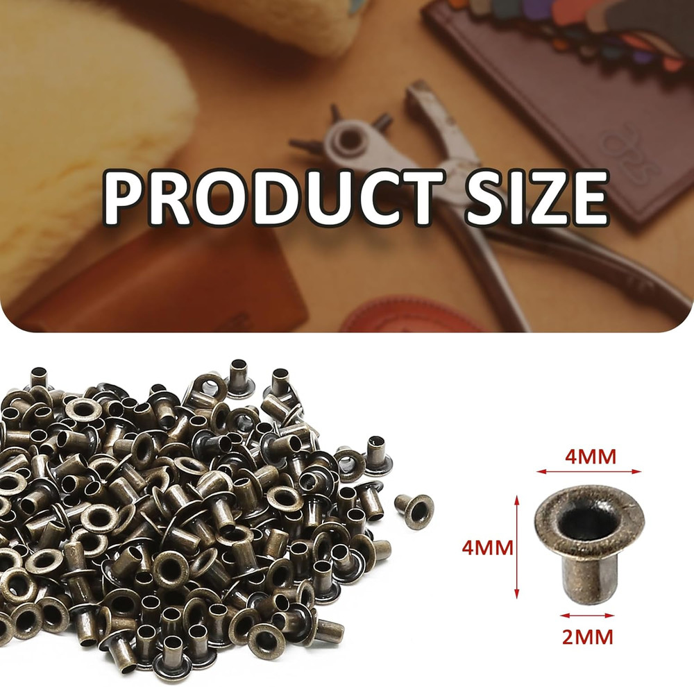2MM Tiny Grommets Eyelets 200 Pcs, Self Backing Eyelets for Bead Cores, Clothes,