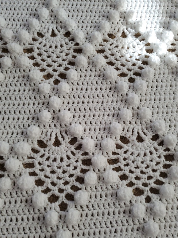 Custom Hand Made Croqueted Throw Blanket White