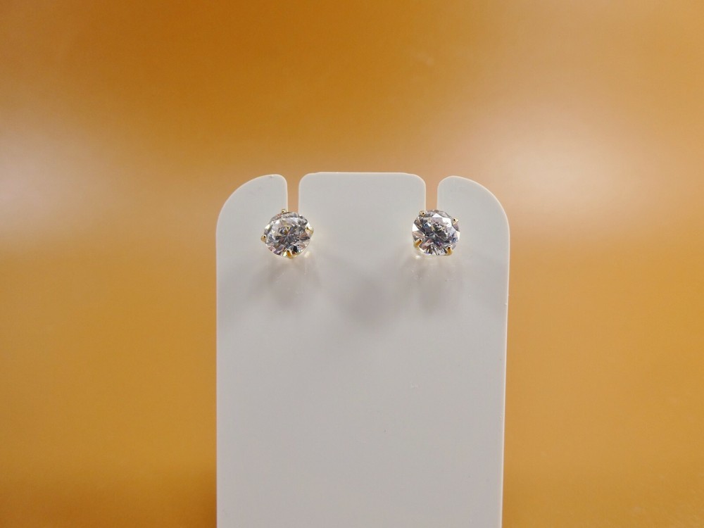 10K REAL SOLID YELLOW GOLD STUD PUSH POST PRONG SETTING BASKET EARRING