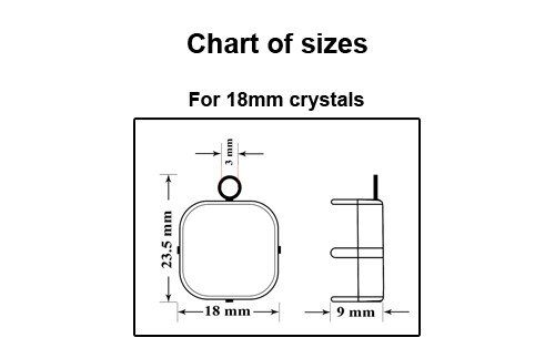 Brass Bail Base for Embedding Square Cushion Shape Crystals 18mm * Choose Colors