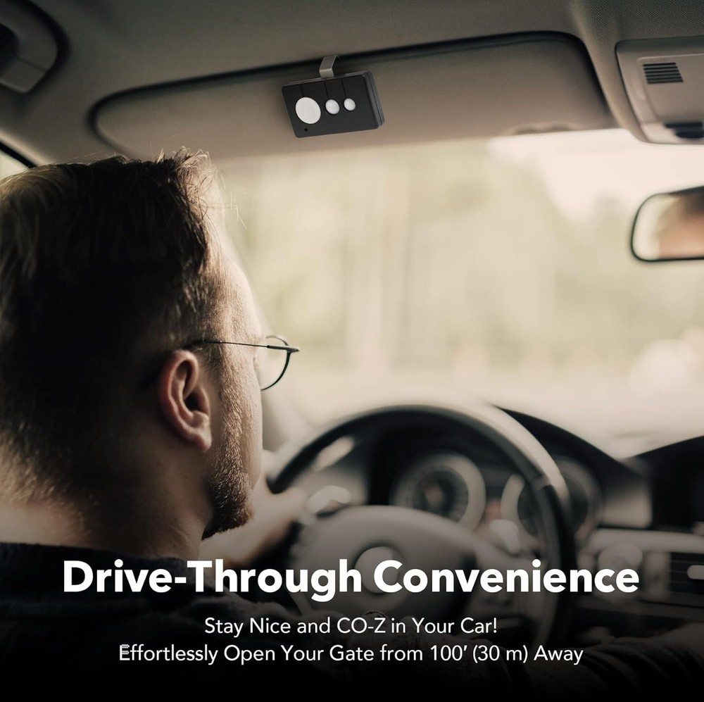 Gate Opener Remote Control, 433.92 MHz Gate Clicker with 100' Range Visor Cli...