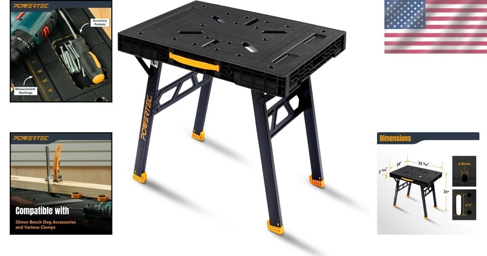 Engineering-Grade Portable Folding Workbench - 1650 lbs Load, 23 lbs Lightweight