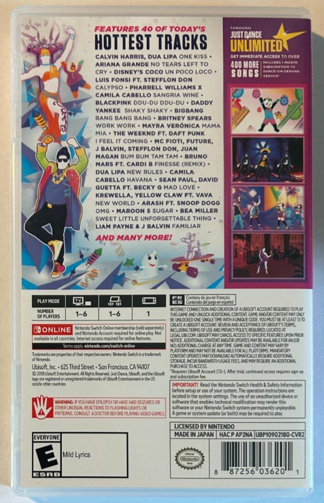 Just Dance 2019 Nintendo Switch *** REPLACEMENT CASE ONLY ***