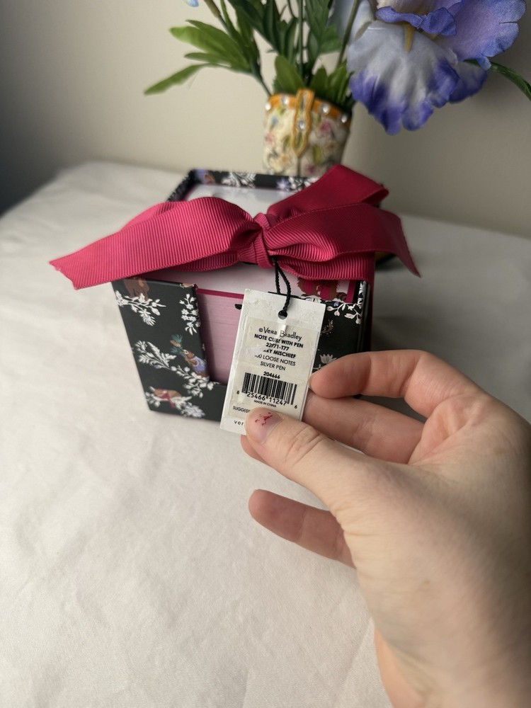 Vera Bradley Merry Mischief Take Note Cube with Pen NWT