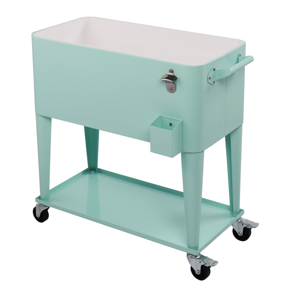 Rectangular Plastic Frozen Insulation Cart, Mint Green, Portable Cooler