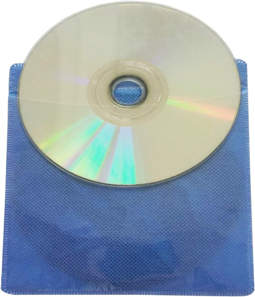 100 Pack CD DVD Sleeves Thick Non-Woven Double-Sided Storage Refill Blue