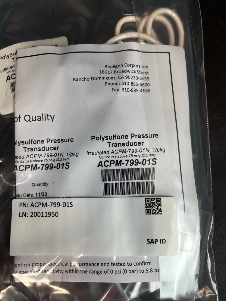 Repligen Pressure Transducer Polysulfone Sterile 2 Transducers
