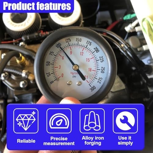 9PCS Engine Compression Tester Kit - 0-21 Bar, 0-300 PSI, Spark Plug Tester for