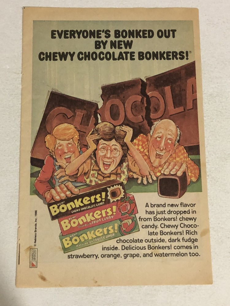 1986 Bonkers Candy Print Ad Advertisement pa4