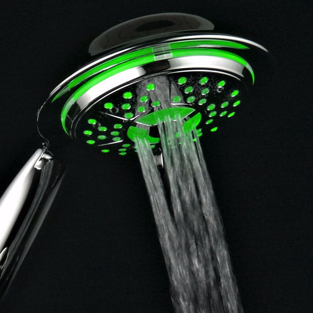 PowerSpa High Pressure 4-Inch LED Hand Shower with 4 Settings