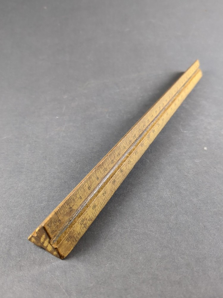Dietzgen Wooden 3-Sided Triangular Scale Drafting Ruler USA VTG