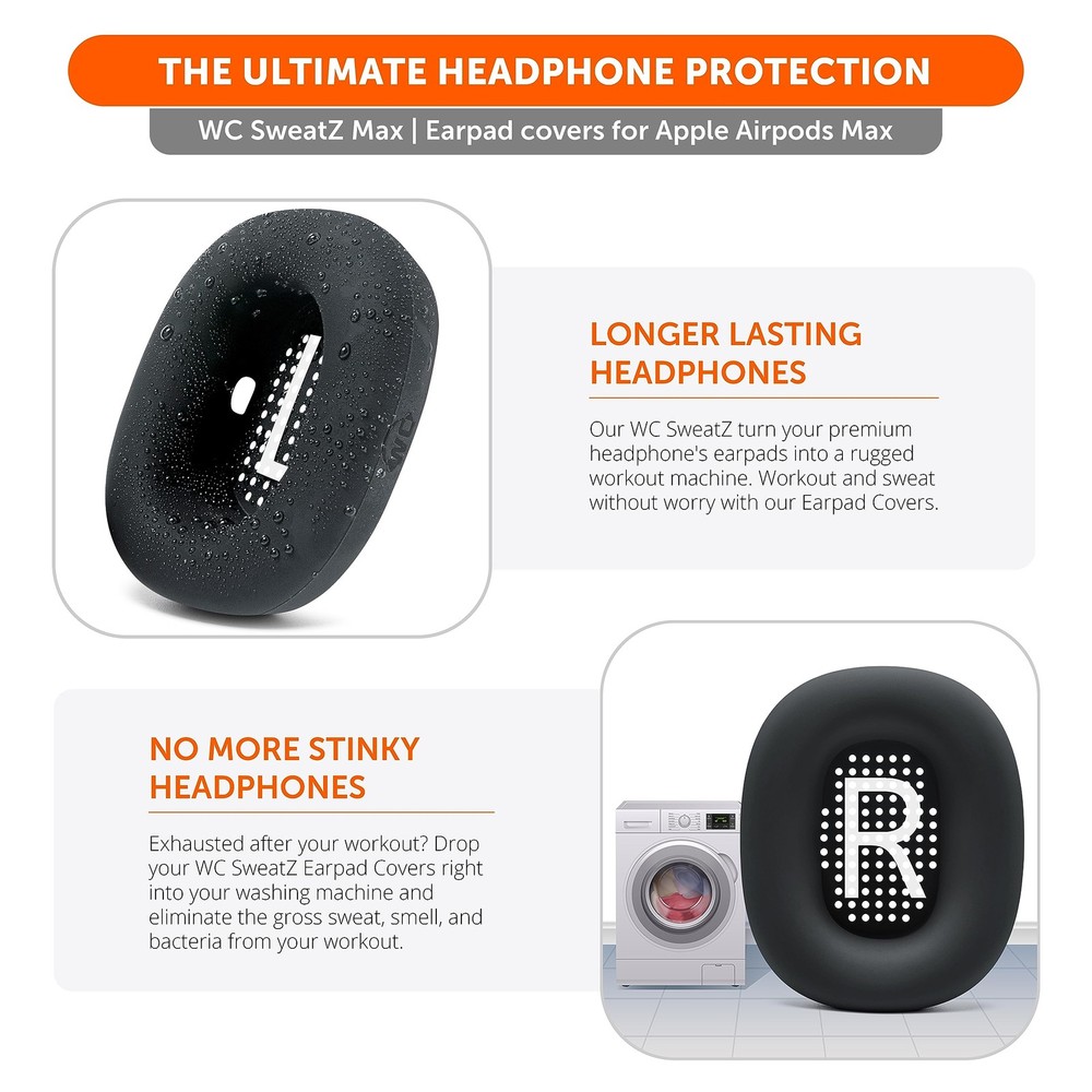 WC SweatZ Max – Patented Protective Earpad Covers Compatible with Black
