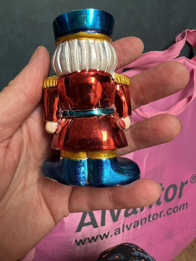 2 Metallic Nutcracker Soldier Candle Holders Christmas