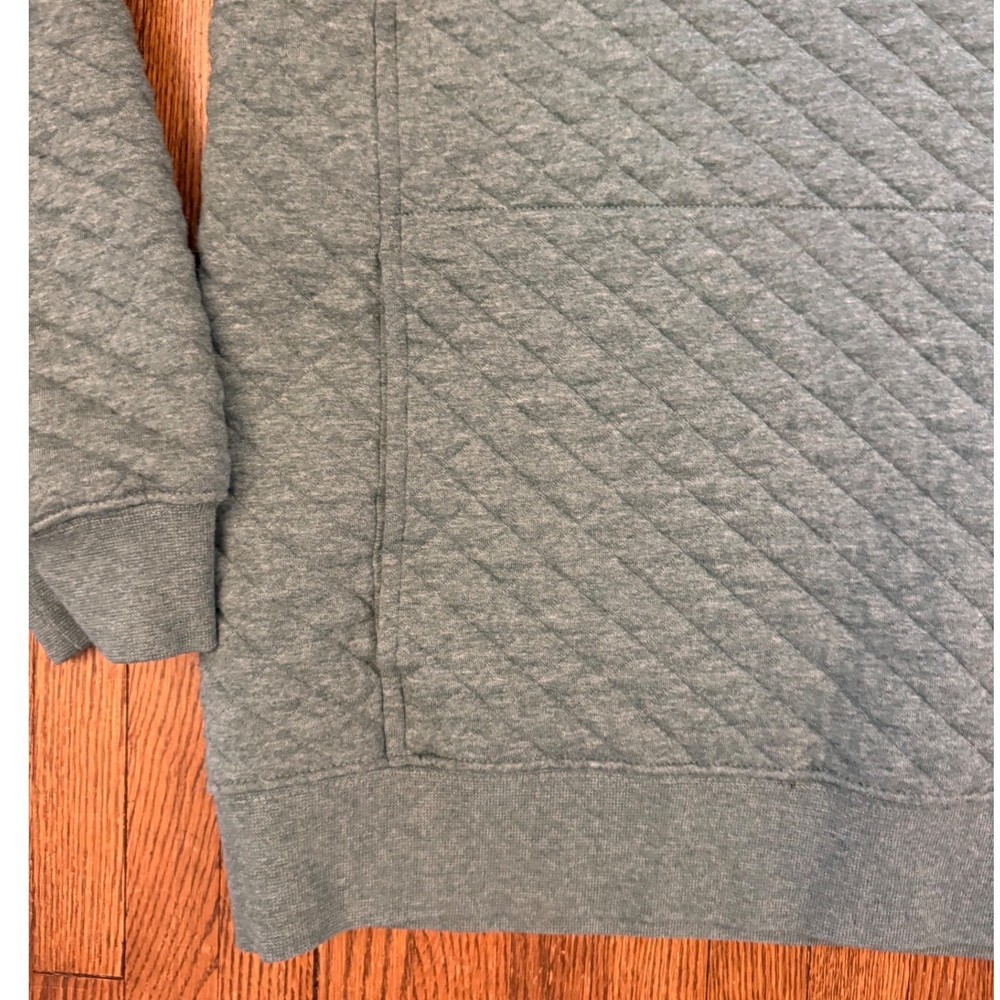 LL Bean Mens Quilted Sweatshirt Snap Pullover Green M Tall 505230
