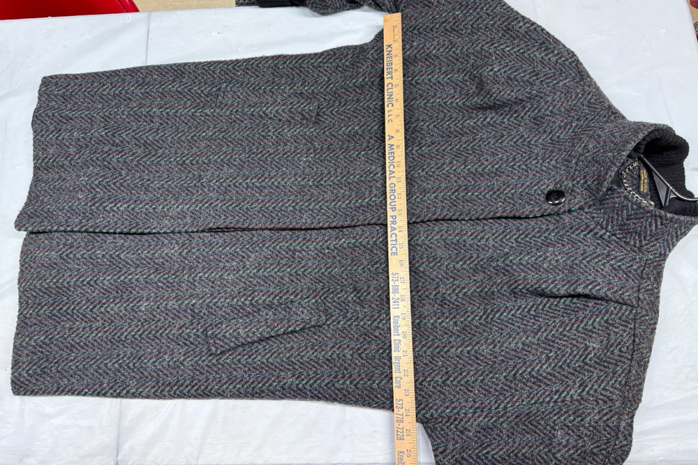 Black & Grey Wool Coat with Textured & Multicolor Threads
