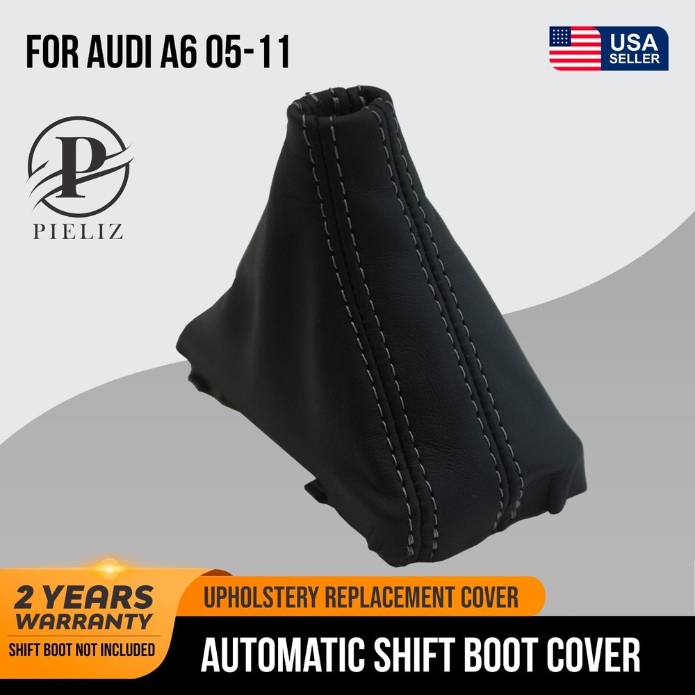Automatic Shift Boot Replacement Cover PVC Leather Fit for Audi A6 05-11 Black