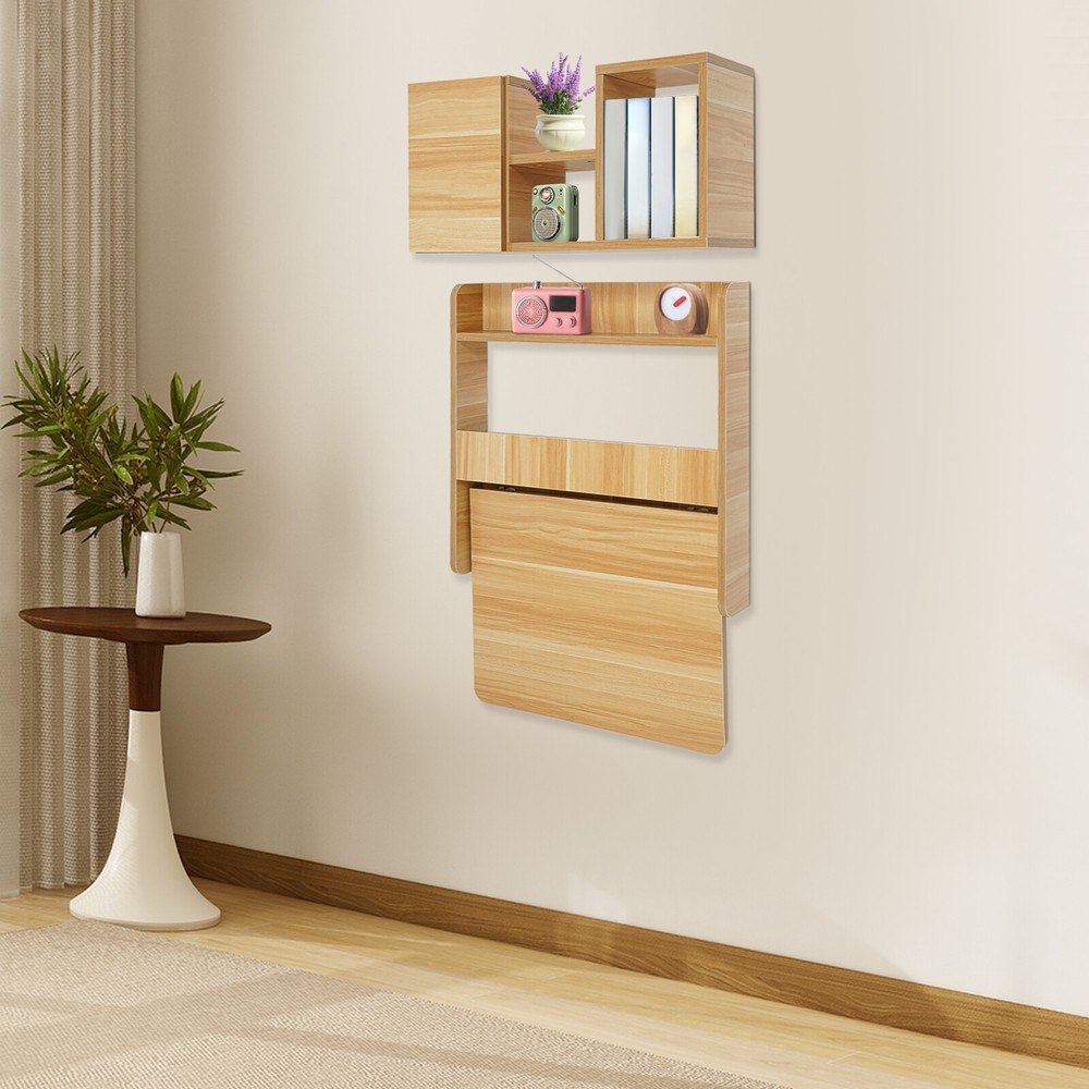 Wall Mounted Bookshelf Folding Space Saving Wall Mounted Table Laptop Desk