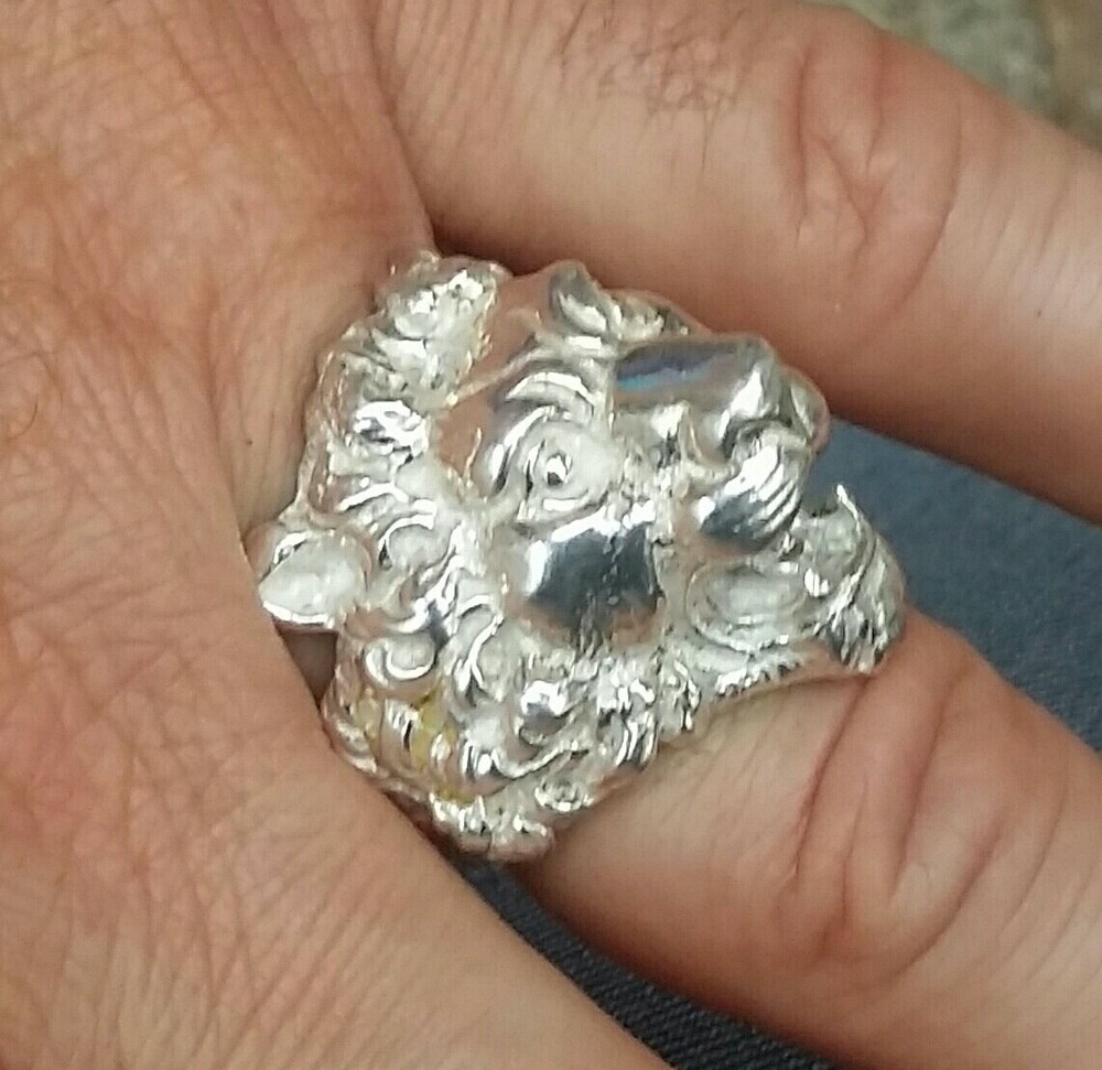 925 MENS SILVER RING SEAL LION SOLID HEAD