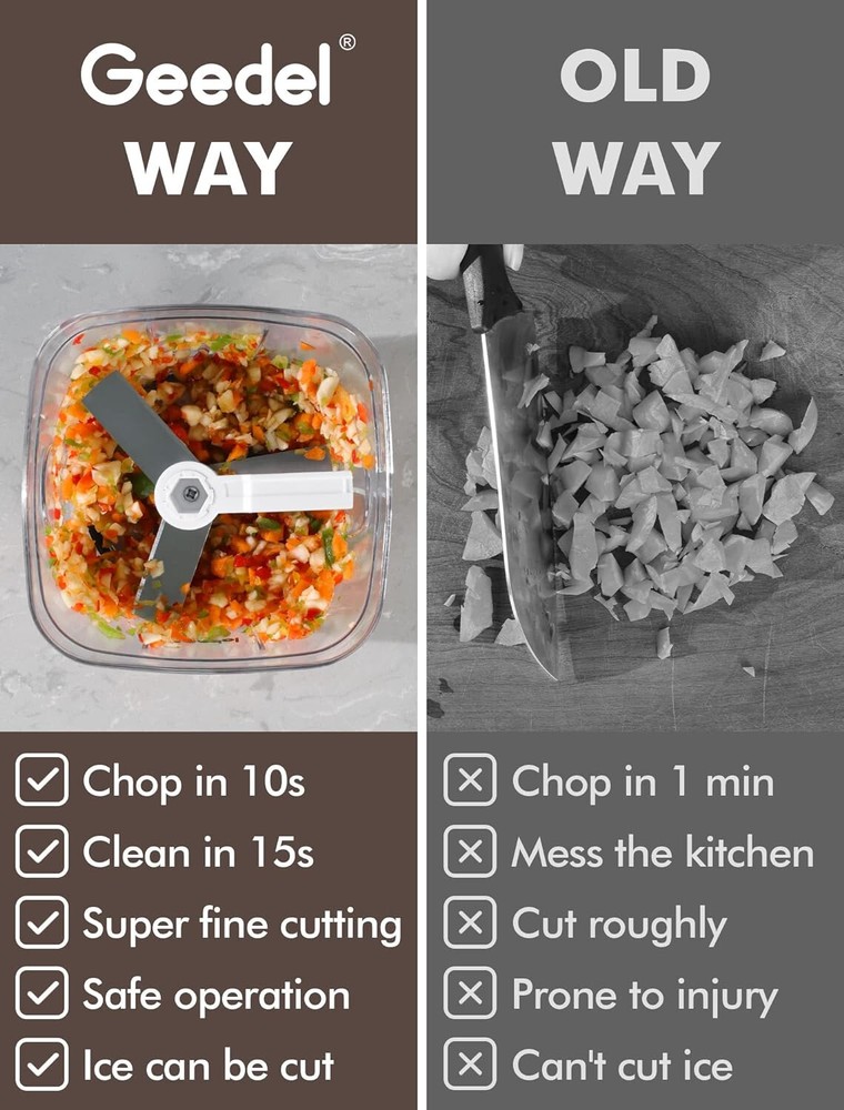 Manual Food Processor Vegetable Chopper Hand Pull Salsa Maker Cutter Chopper 2cu